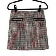 Loft Multicolor Zip Pocket Tweed Mini Skirt