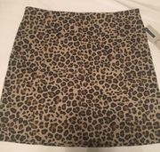 Denim Leopard Print Mini Skirt