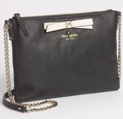 Kate Spade  Hancock Park Ginnie Pebble Leather Crossbody Bag with Bow in Black