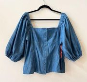 Chambray Off The Shoulder Cotton Top