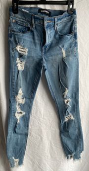Distressed Ankle Cropped Jeans