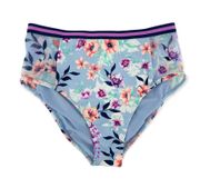 Juniors’ Blue & Purple Floral Mesh High Waist Bikini Bottoms 7-9