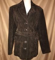 Jacqueline Ferrar Medium Brown suede leather Jacket with belt