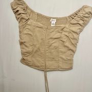 Tan/Beige Rucched Crop Top - S