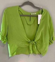 1 Size Reformation ‘Frankie’ Womens Tie Front Cropped Blouse/Top--NEW S/S Ret98