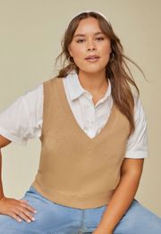 Ribbed-Trim Sweater Vest