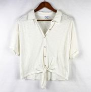 SPLENDID White Tie Front Blouse in Medium