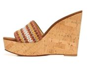 NWOB  Dali Multi Woven Raffia Leather Cork Wedge Sandal Size 8.5