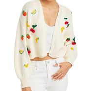 NWOT Aqua Fruit Embroidered Cropped Cardigan