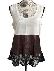 BB Dakota Women's Sequin and Lace Top Size Small S