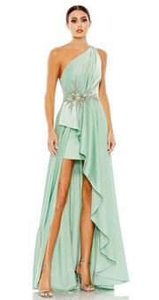 Mac Duggal 11262 Sage Embellished One Shoulder Asymmetrical Gown Size 6 New