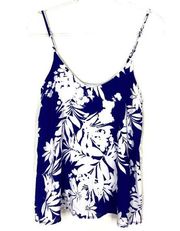 Everly | Blue White Tropical Floral Tank Top