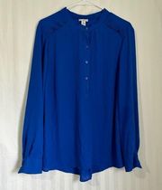 Dalia Collection Blue 3/4 Button Down Long Sleeve Blouse Women’s Plus Size 1X