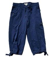 Womens Coldwater Creek Petite Navy Drawstring Weekender Culottes Capris Sz PS S