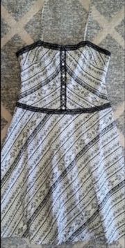 White and Black Filigree Midi Dress, Sz 11 Juniors