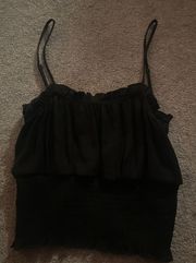 Macys black ruffle tank top!