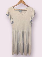 Olivia Rae Short Sleeve Tiered Jersey Knit Dress in Oatmeal - size medium