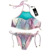 Wildfox Fairy Hologram Pastel Bikini Tank & String Bikini Bottom Size XS New