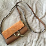 Mini Faye Suede & Leather Wallet on a Chain