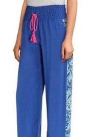 Vera Bradley Blue Saffron Palazzo Pants Paisley Stretch Hippie Soft Pants Med