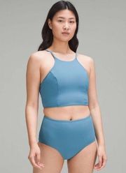 🆕 NWT Lululemon Ribbed High Neck Longline Swim Top C/D Cup Marlin Bikini Size 6