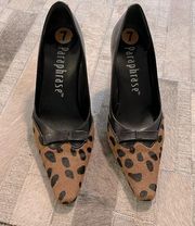 Animal Print & Black Leather Pumps