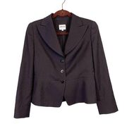 Armani Collezioni Women's Black Wool Twill  Peplum Italian Blazer Jacket Size 8