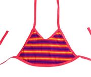 vintage 90s y2k neon pink purple striped halter bikini swim top by exp