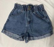 Forever 21 High Top-Waisted Paperbag Denim Shorts