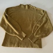 Rebecca Taylor Button Shoulder Wool & Cashmere Blend Mock Neck Sweater, Size XXS