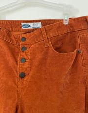 Rust Corduroy High Waisted Button Up Pants