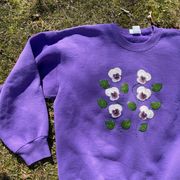 VINTAGE  purple violet flowers pullover crewneck sweatshirt