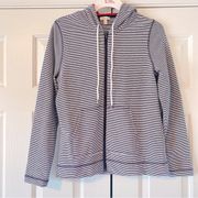 Talbots Navy and White Striped Full Zip Hoodie Sweatshirt, S