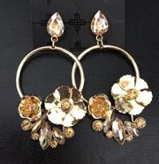 Romeo & Juliet Light amber crystal & 3 D Earrings