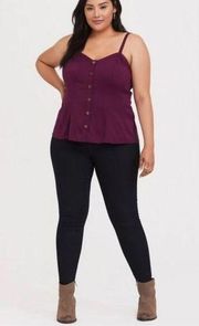 NEW Torrid Fit and Flare Stretch Challis Button Front Cami - Women’s 10