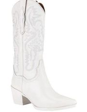 Jeffrey Campbell DAGGET White Leather Mid-Calf Pointed Toe Boots Size 8.5