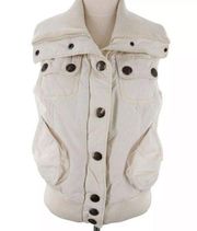 BB Dakota Quilted Puffer Vest Full Zip Button Closure off White Women’s Size M