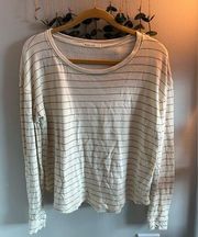 Marine Layer Womens Cream Striped Long Sleeve Casual Shirt Size Large