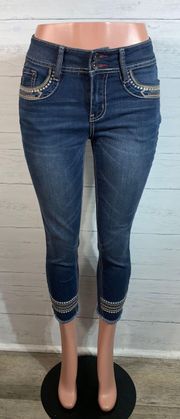 "Nolita" ankle skinny embroidered jeans size 9