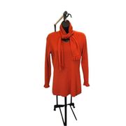 ADRIANNA PAPELL Orange Sweater with built in scarf - size small