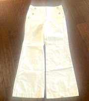 Lilly Pulitzer White with Gold Button Sailor Pants Wide Leg 6