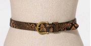 Women’s Brass Toned Horseshoe Buckle Exotic Coral Faux Leather Belt size large