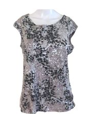 Sequin Tank - Size M - Cream/Tan/Black - EUC