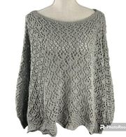 Jessica Simpson Gray Oversized Crochet Shawl Sweater Women’s Size Large