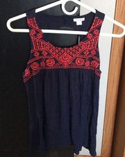 Navy blue with orange lace tank top