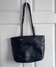 Leather shoulder tote handbag