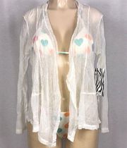 Tango Mango White Mesh Lettuce Trim front tie top Size Medium New With Tags