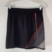 Title Nine Merino Wool Houndstooth Geometric Zipper Detail Mini Skirt Size XS