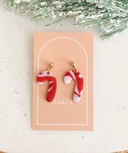 Candy Cane Clay Earrings 
