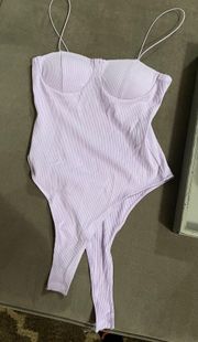 Purple Ribbed Bodysuit